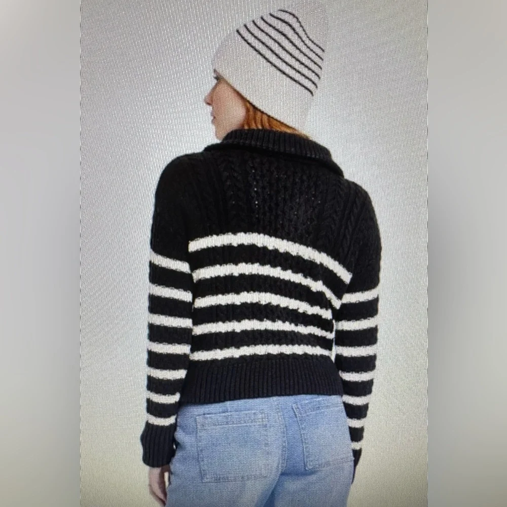 La Ligne for target black stripe quarter zip sweater NWT